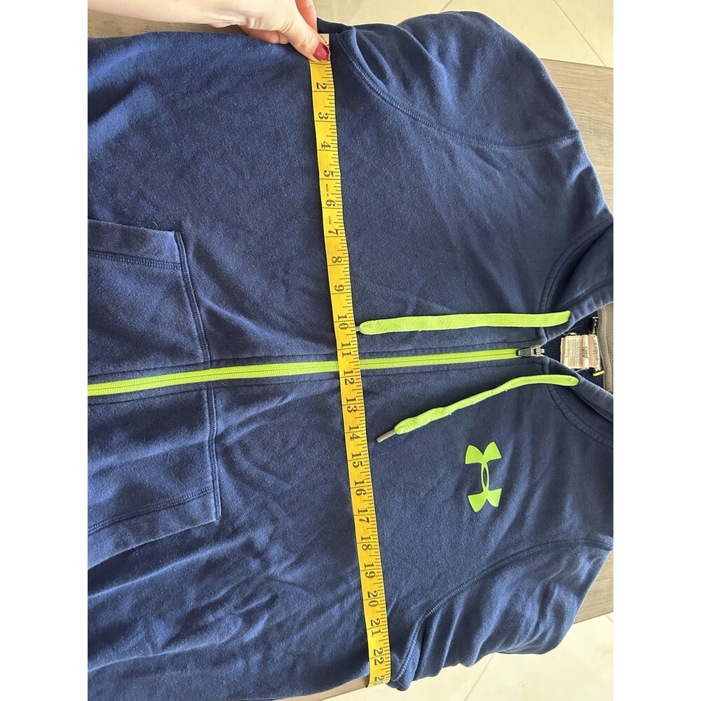 Under Armour Loose Blue Cotton Blend Drawstring Hoodie Mens Size L - Picture 7 of 8